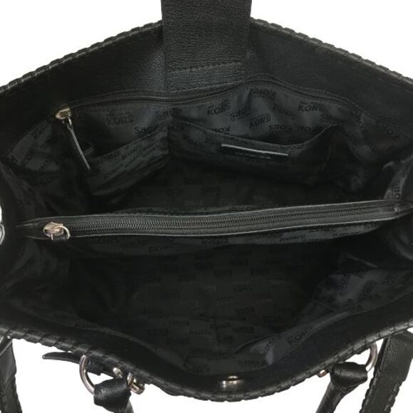 Michael Kors Hamilton Est. 1981 Black Leather Shoulder Satchel Tote Bag Purse - Picture 7 of 16